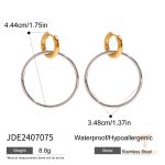 گوشواره استیل ضدزنگ با آبکاری دو رنگ و طلای ۱۸ عیار برند J&D - تصویر 7