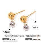 گوشواره آویز دو رنگ از استیل ضدزنگ با آبکاری طلای ۱۸ عیار PVD برند J&D - تصویر 7