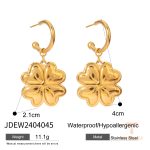 گوشواره ظریف طرح برگ از استیل ضدزنگ با آبکاری طلای ۱۸ عیار برند J&D - تصویر 7