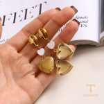 نمای مدل قفل و اتصالات گوشواره آبکاری طلای ۱۸ عیار PVD کد JDEW2409046