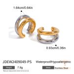 گوشواره دو لایه حلقه‌ای و ایرکاف از استیل ضدزنگ با آبکاری طلای ۱۸ عیار PVD برند J&D - تصویر 7