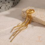 تصویر محصول گوشواره آبکاری طلای ۱۸ عیار نگین‌دار برند J&D کد JDEW2409060
