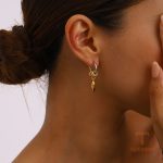 نمای مدل قفل و اتصالات گوشواره ریسه‌ای آبکاری طلای ۱۸ عیار کد JDEW2411012