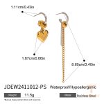 گوشواره ریسه‌ای طرح قلب و هندسی از استیل ضدزنگ با آبکاری طلای ۱۸ عیار برند J&D - تصویر 7