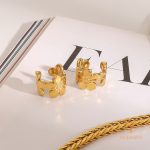 نمای مدل قفل و اتصالات گوشواره آبکاری طلای ۱۸ عیار کد JDEW2411017