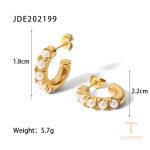 گوشواره میخی استیتمنت از استیل ضدزنگ با آبکاری طلای ۱۸ عیار PVD برند J&D - تصویر 7