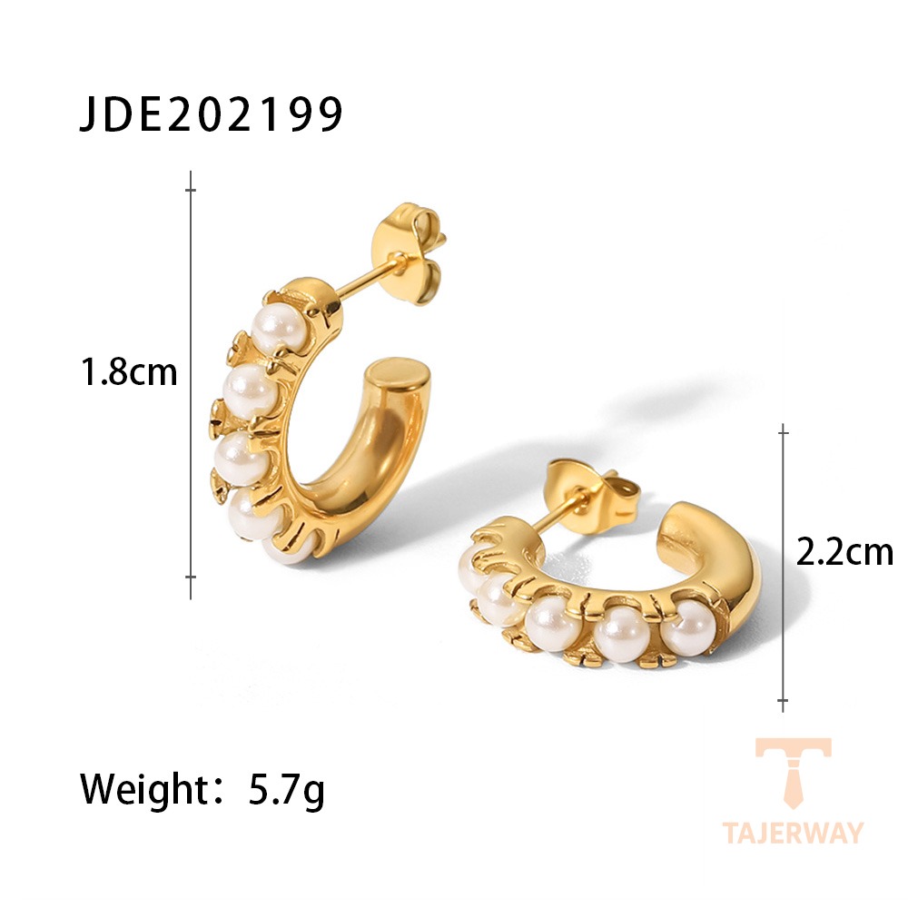 گوشواره میخی استیتمنت از استیل ضدزنگ با آبکاری طلای ۱۸ عیار PVD برند J&D - تصویر 7