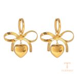 گوشواره استیل ضدزنگ آبکاری طلای ۱۸ عیار نگین‌دار برند J&D کد JDEW2403083