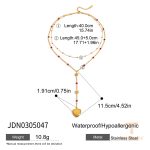 گردنبند پلاک‌دار چندلایه طرح قلب و عقیق قرمز از استیل ضدزنگ برند J&D - تصویر 7