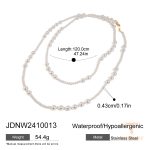 گردنبند با مروارید تزئینی از استیل ضدزنگ با آبکاری طلای ۱۸ عیار برند J&D - تصویر 7