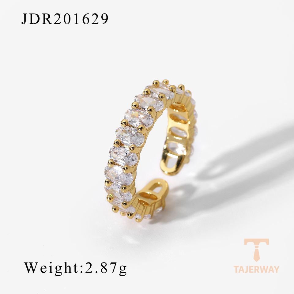 تصویر محصول انگشتر هندسی آبکاری طلای ۱۸ عیار نگیندار برند J&D کد JDR201629