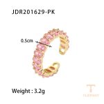 انگشتر طرح بیضی با نگین اتمی سبز و مولتی کالر از مس و برنج برند J&D - تصویر 9
