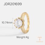 انگشتر طرح گل با نگین زیرکن از برنج و مس با آبکاری طلای ۱۸ عیار برند J&D - تصویر 7