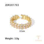 انگشتر دو لایه مینیمال با نگین زیرکن از مس با آبکاری طلای ۱۸ عیار برند J&D - تصویر 7