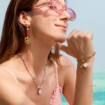 تصویر محصول گوشواره آویز بلند طرح دریایی آبکاری طلای ۱۸ عیار مروارید مصنوعی برند J&D کد JDE0112010