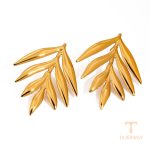 تصویر محصول گوشواره طرح برگ آبکاری طلای ۱۸ عیار برند J&D کد JDE0212036
