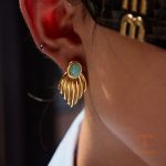 زاویه دیگر گوشواره استیل ضدزنگ آبکاری طلای ۱۸ عیار برند J&D کد JDE0302009