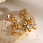 نمای بیشتر گوشواره قلب | طرح پاپیون نگین اتمی کد JDE2407105