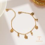دستبند استیل ضدزنگ آبکاری طلای ۱۸ عیار نگین‌دار برند مایا استون کد B109