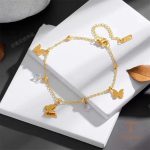 دستبند استیل ضدزنگ آبکاری طلای ۱۸ عیار نگین اتمی برند مایا استون کد B199