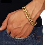 دستبند استیل ضدزنگ آبکاری طلای ۱۸ عیار نگین‌دار برند مایا استون کد B65