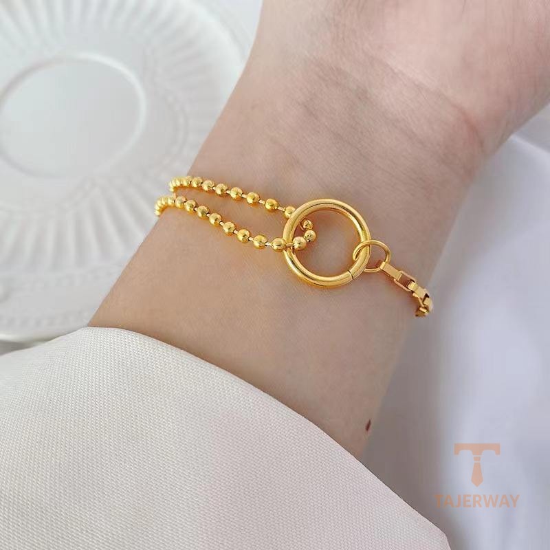 جزییات زنجیر و قفل دستبند آبکاری طلای ۱۸ عیار کد B81