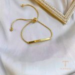نمای نزدیک دستبند آبکاری طلای ۱۸ عیار نگین‌دار برند مایا استون کد MAYA-1601240268939