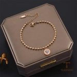 جزییات زنجیر و قفل دستبند زنجیری و مهره‌ای آبکاری طلای ۱۸ عیار طول 16 + 5 سانتی‌متر کد MAYA-1600588209089