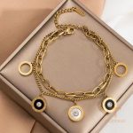 دستبند استیل ضدزنگ آبکاری طلای ۱۸ عیار نگین‌دار برند مایا استون کد MAYA-1600919414162