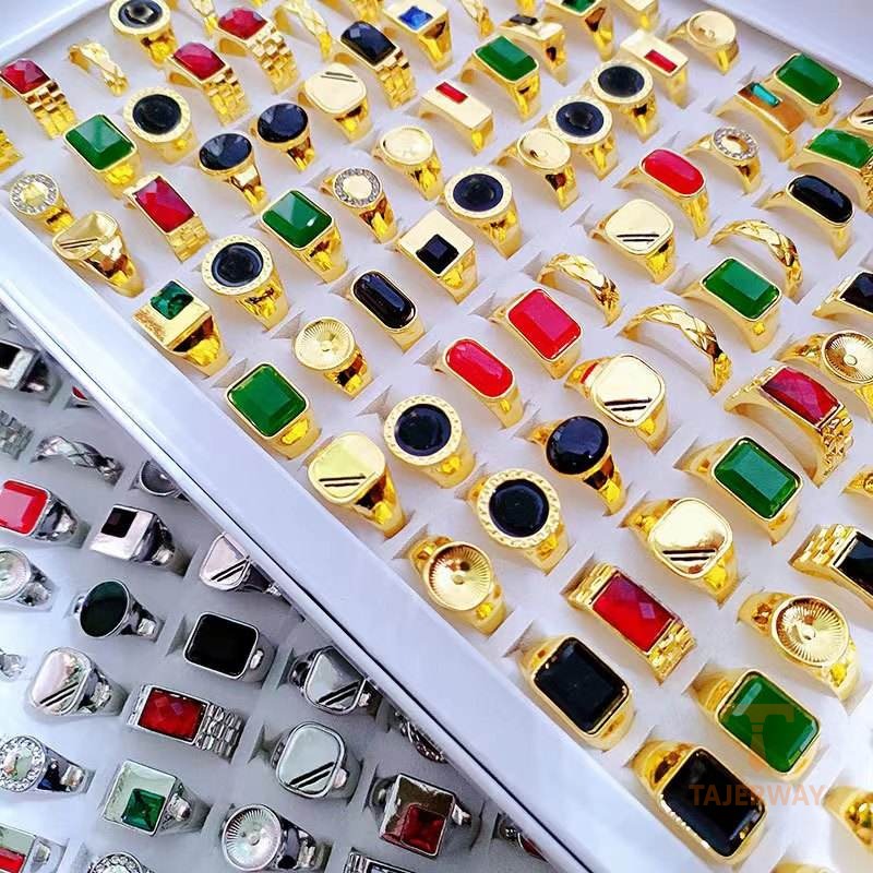 انگشتر فلز آلیاژی (Alloy) آبکاری طلای ۱۸ عیار نگین اتمی برند مایا استون کد MYCRT7853