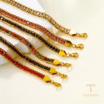 دستبند وینتیج با نگین اتمی از استیل ضدزنگ و آبکاری رادیوم برند مایا استون - تصویر 7