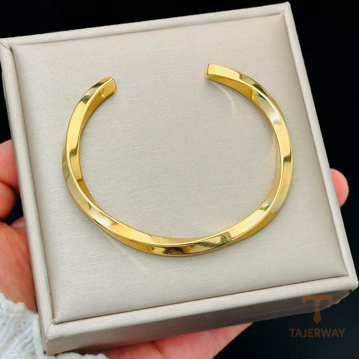 ست دستبند النگویی با زنجیر پیچی و آبکاری طلای ۱۸ عیار و رادیوم برند مایا استون - تصویر 7