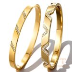 زاویه دیگر النگو استیل ضدزنگ آبکاری طلای ۱۸ عیار PVD برند مایا استون کد B676