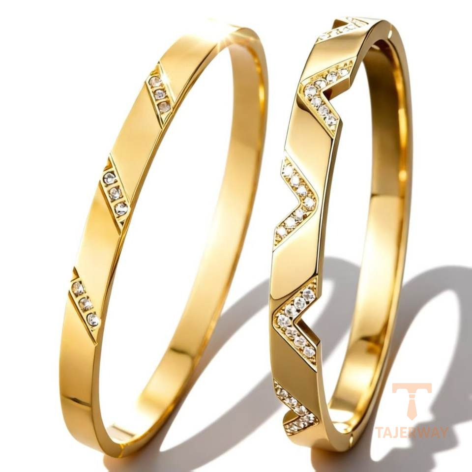 زاویه دیگر النگو استیل ضدزنگ آبکاری طلای ۱۸ عیار PVD برند مایا استون کد B676