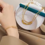 تصویر محصول دستبند آبکاری طلای ۱۸ عیار بدون نگین برند مایا استون کد MY071612