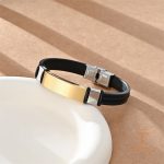دستبند استیل ضدزنگ با آبکاری طلای ۱۸ عیار برند مایا استون - تصویر 13