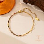 جزییات زنجیر و قفل دستبند تنیسی آبکاری طلای ۱۸ عیار کد MAYA-1601611585151