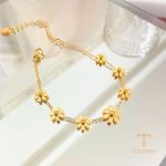 دستبند استیل ضدزنگ آبکاری طلای ۱۸ عیار بدون نگین برند مایا استون کد N226