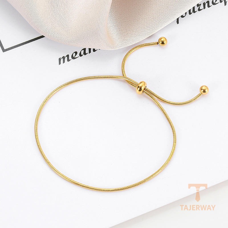 زاویه دیگر دستبند زنجیری استیل ضدزنگ آبکاری طلای ۱۸ عیار برند مایا استون کد N46