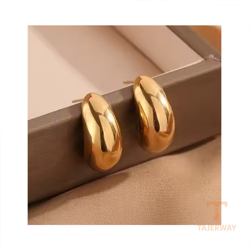 گوشواره استیل ضدزنگ آبکاری طلای ۱۸ عیار بدون نگین برند مایا استون کد MAYA-1601057774572