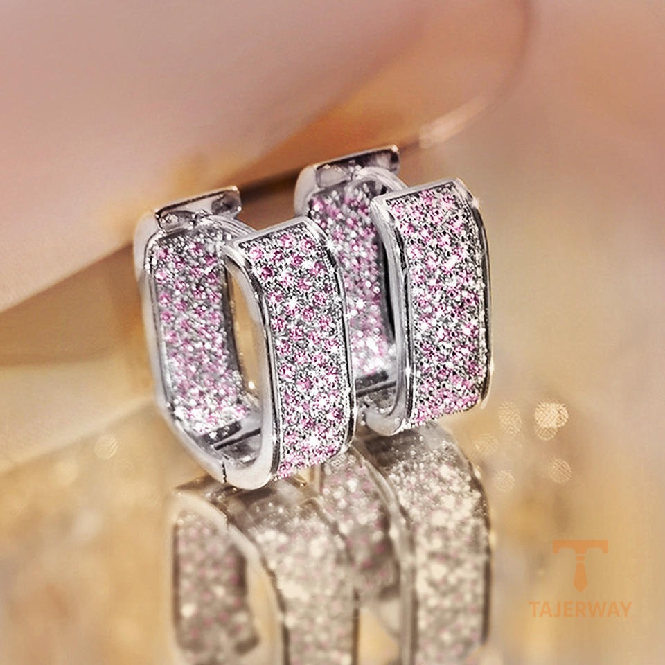 تصویر محصول گوشواره میخی آبکاری طلای ۱۸ عیار نگین اتمی برند مایا استون کد MY0011