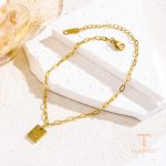 پابند طرح حروف از استیل ضدزنگ با آبکاری طلای ۱۸ عیار PVD برند مایا استون - تصویر 7