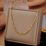 ست گردنبند و دستبند از استیل ضدزنگ با آبکاری طلای ۱۸ عیار برند مایا استون - تصویر 7