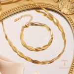 زاویه دیگر دستبند استیل ضدزنگ آبکاری طلای ۱۸ عیار برند مایا استون کد MY126