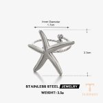زاویه دیگر انگشتر استیل ضدزنگ آبکاری طلای ۱۸ عیار برند مایا استون کد R1195