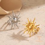 نمای نزدیک انگشتر آبکاری طلای ۱۸ عیار نگین‌دار برند مایا استون کد R1197