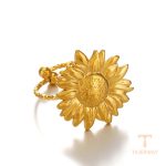 تصویر محصول انگشتر طرح گل آبکاری طلای ۱۸ عیار نگین‌دار برند مایا استون کد R1214