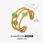 زاویه دیگر انگشتر استیل ضدزنگ آبکاری طلای ۱۸ عیار PVD برند مایا استون کد R1215