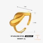 زاویه دیگر انگشتر استیل ضدزنگ آبکاری طلای ۱۸ عیار برند مایا استون کد R1244