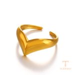 زاویه دیگر انگشتر استیل ضدزنگ آبکاری طلای ۱۸ عیار برند مایا استون کد R1246